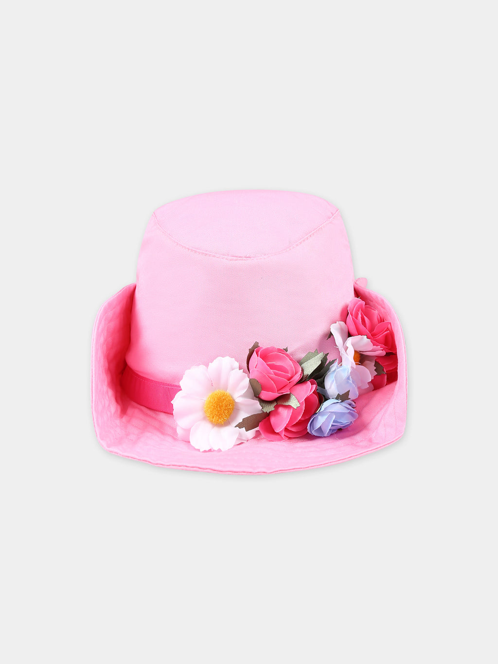 Pink hat for girl with flowers