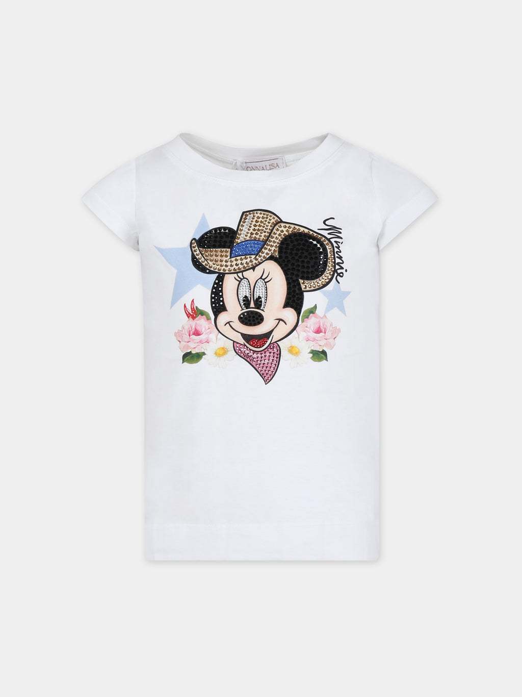 T-shirt bianca per bambina con Minnie