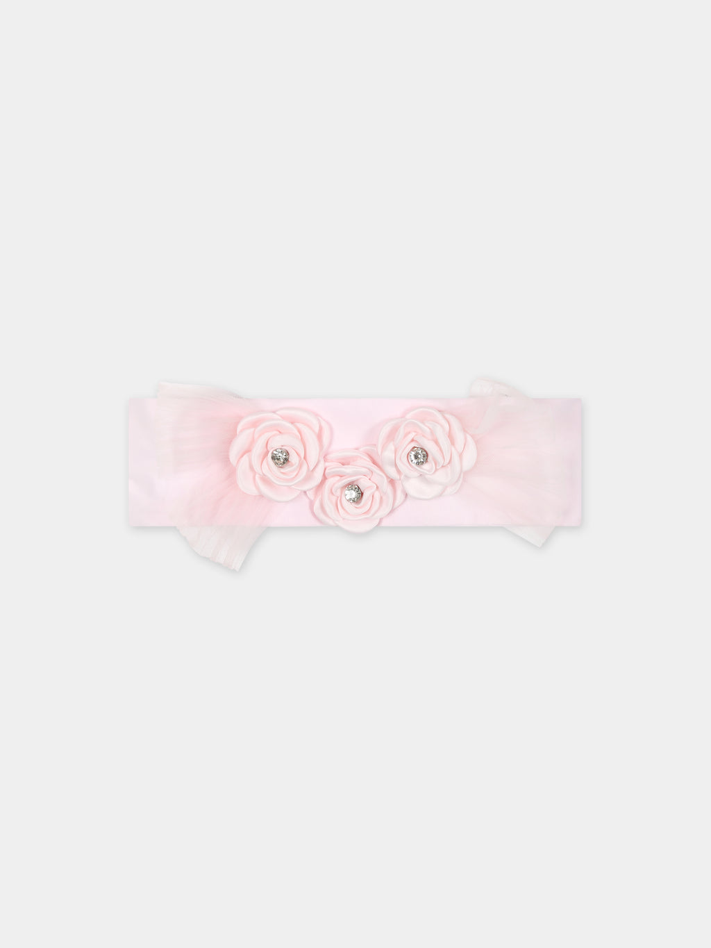 Pink headband for baby girl with roses