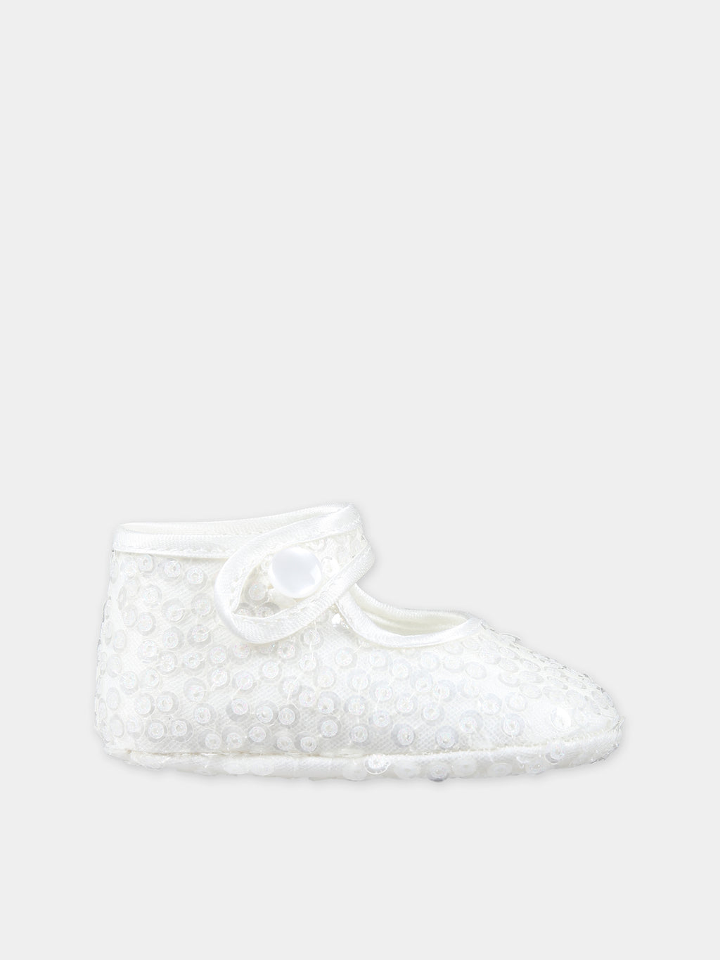 White ballet flats for baby girl with sequins