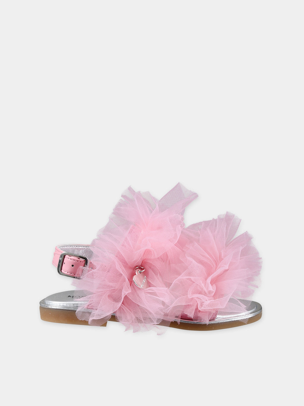 Pink sandals for girl with tulle