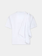 T-shirt bianca per bambina con volant,Caroline Bosmans,SS24 1005B 17 1000