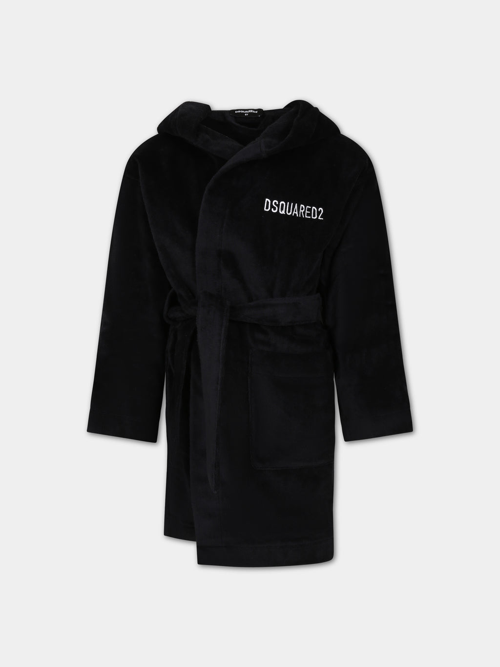 Black bathrobe for boy with logo
