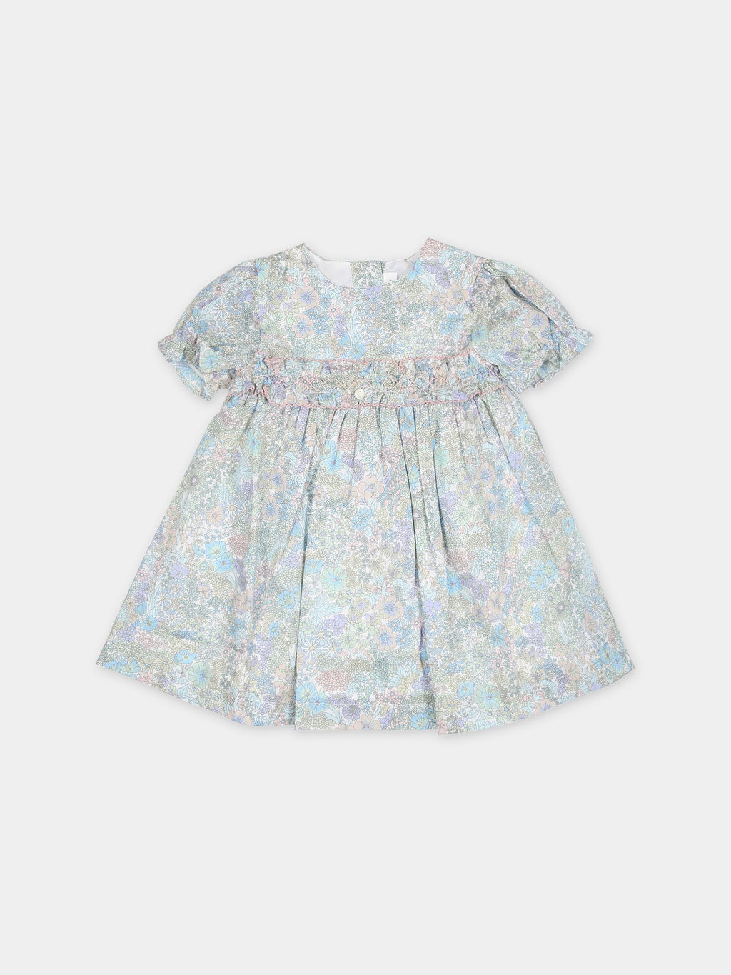 Sky blue casual dress for baby girl with Liberty fabric