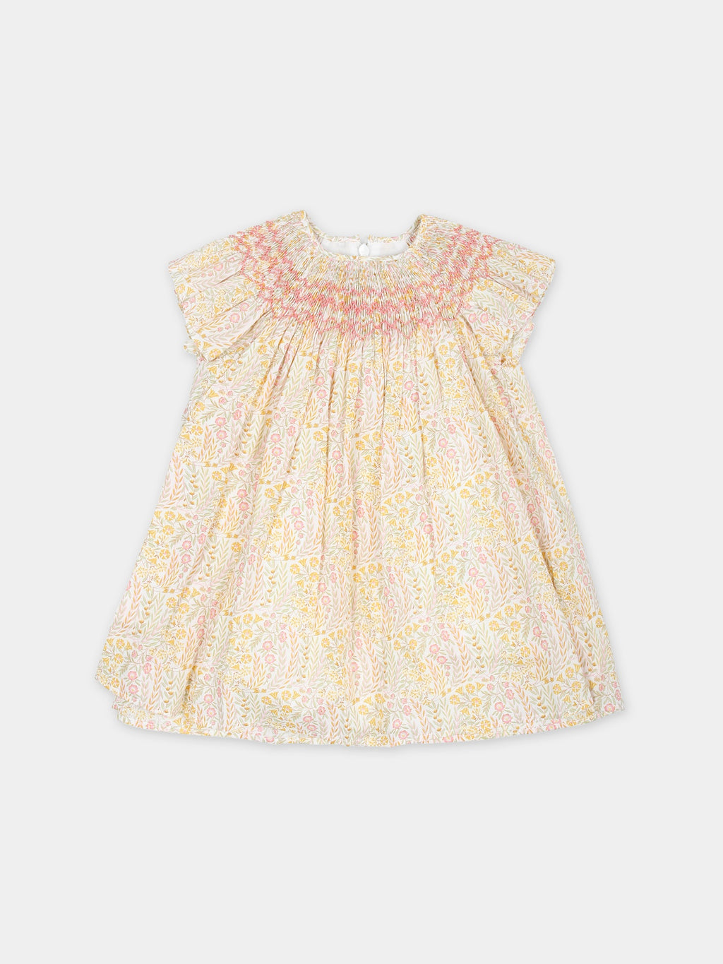 Ivory casual dress for baby girl with Liberty fabric