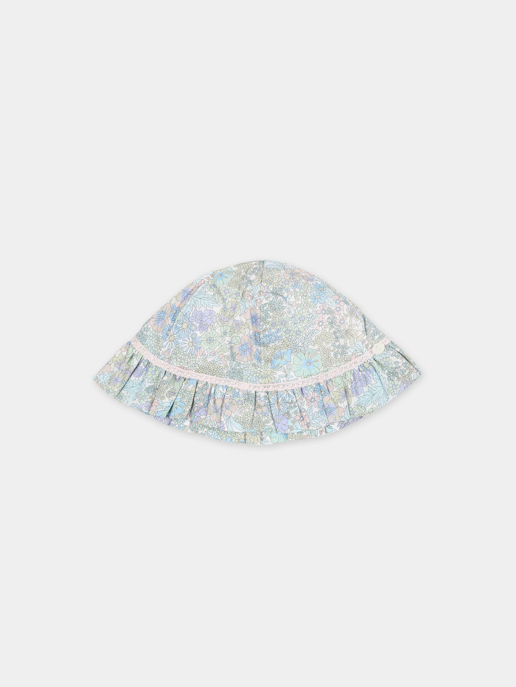 Sky blue cloche for baby girl with Liberty fabric