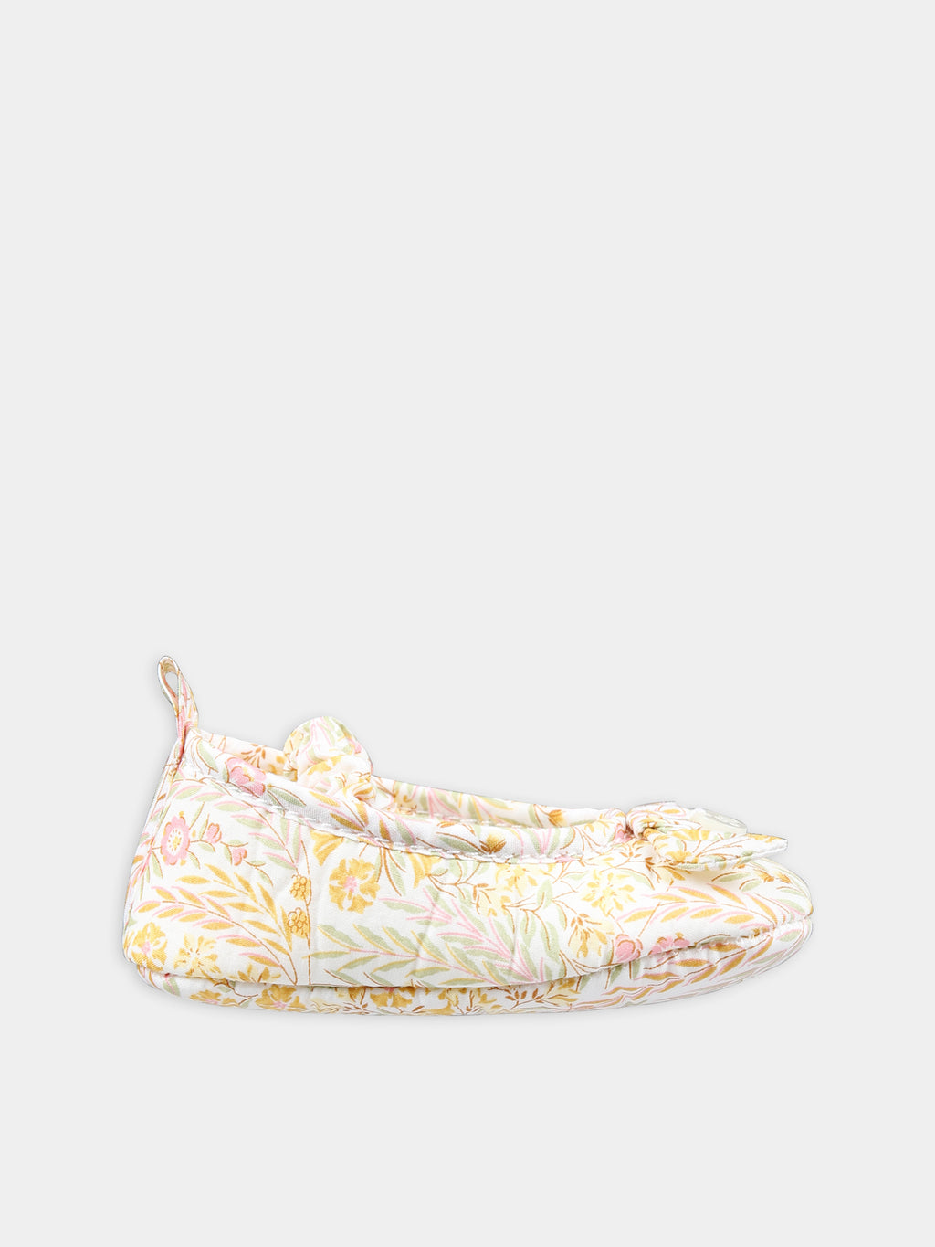 Ivory ballet flats for baby girl with a Liberty fabric