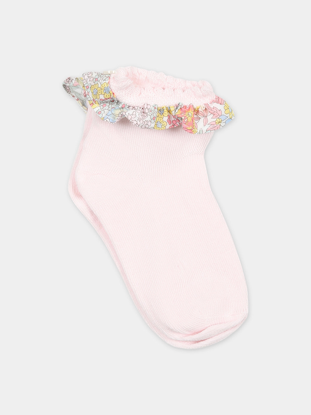 Pink socks for baby girls with Liberty fabric