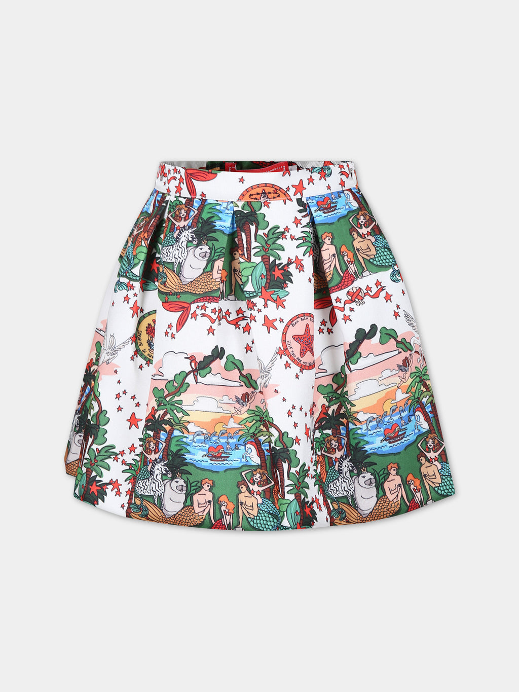 White skirt for girl with pop print