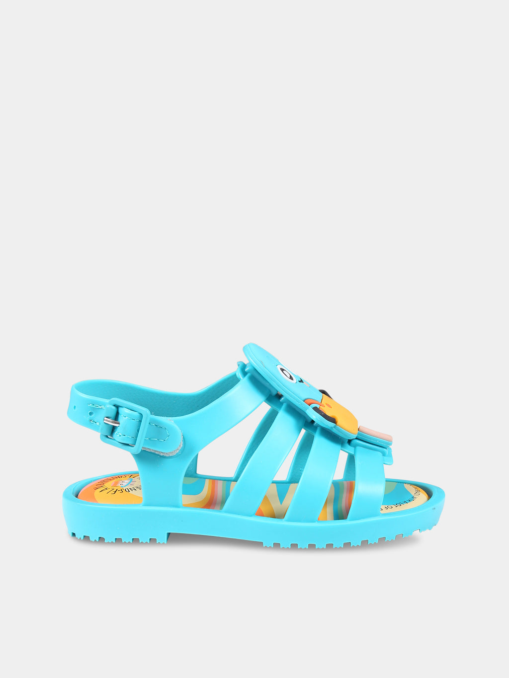 Light blue sandals for kids with cactus and popsicle