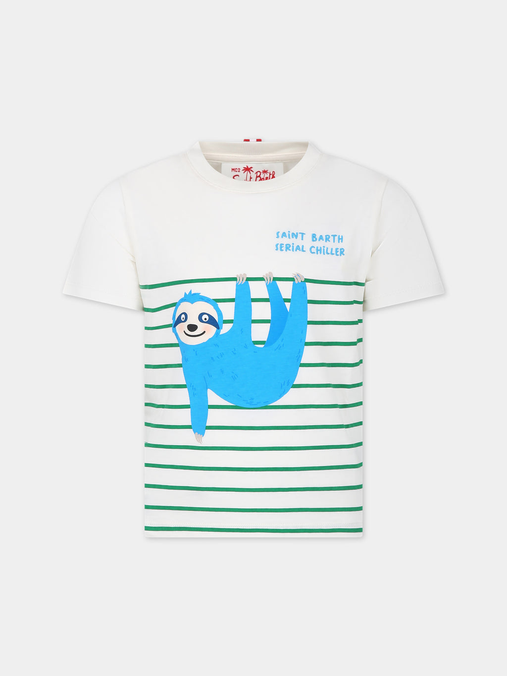 Ivory t-shirt for kids with sloth print