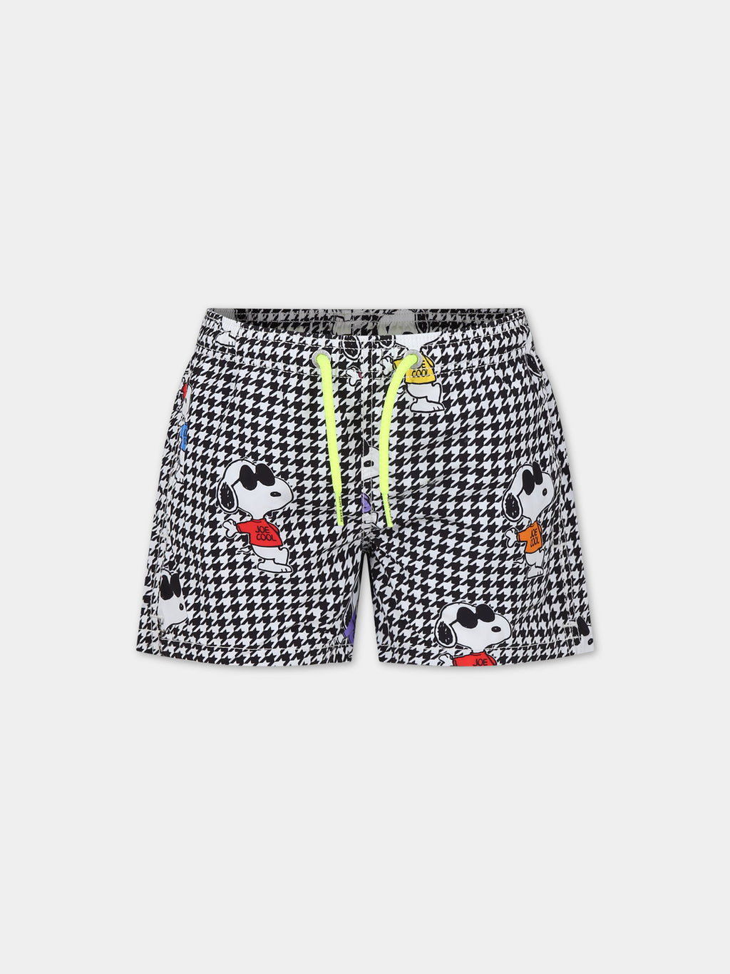 Black swim shorts for boy with Snoopy