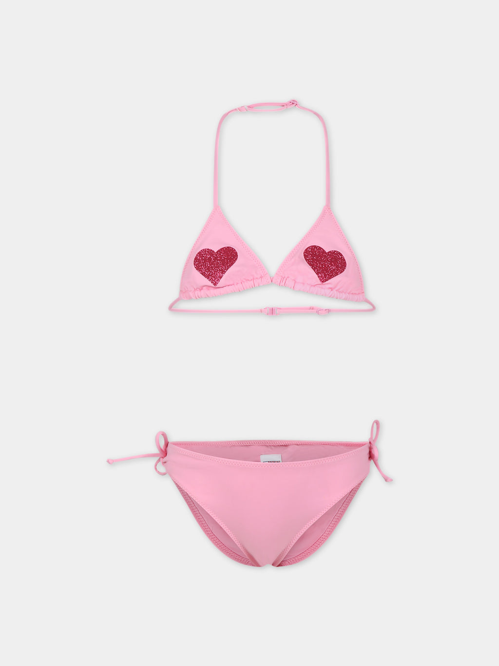 Pink bikini for girl with hearts