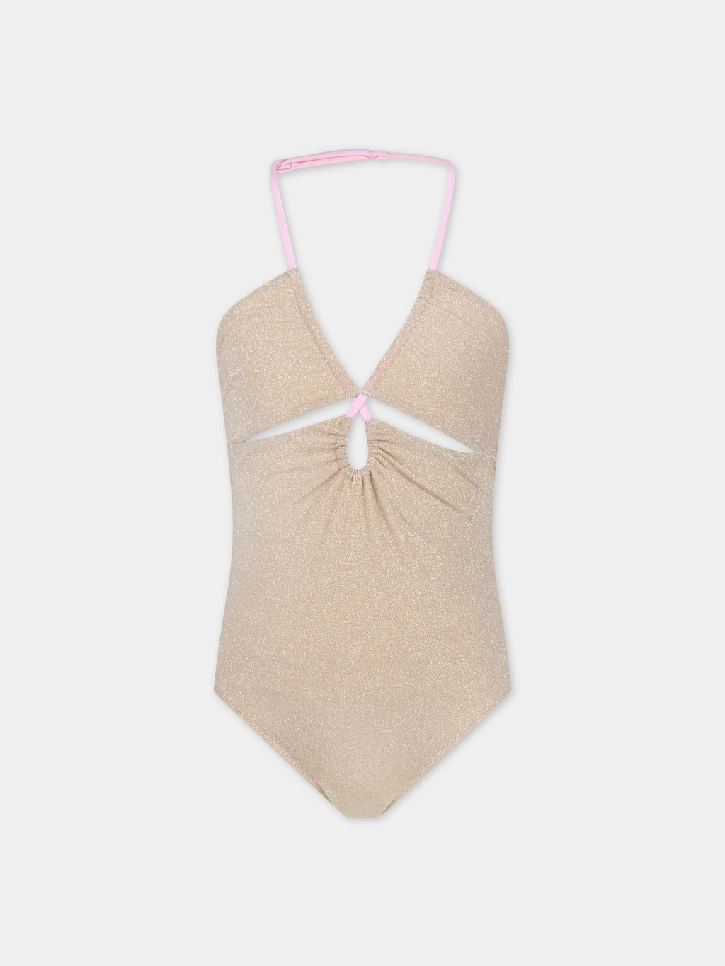 Gold swimsuit for girl with logo