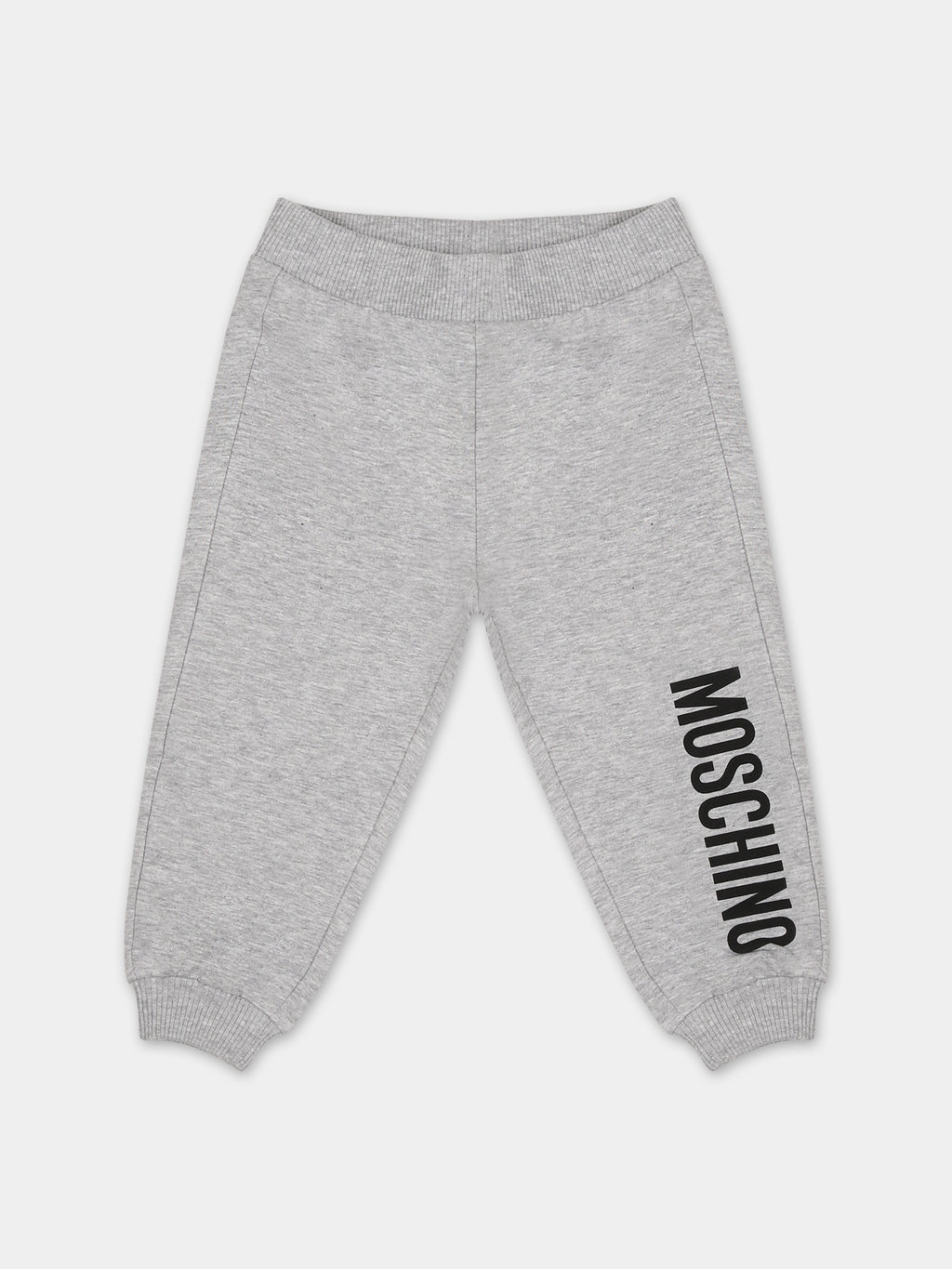 Grey tracksuit trousers for baby kids with logo