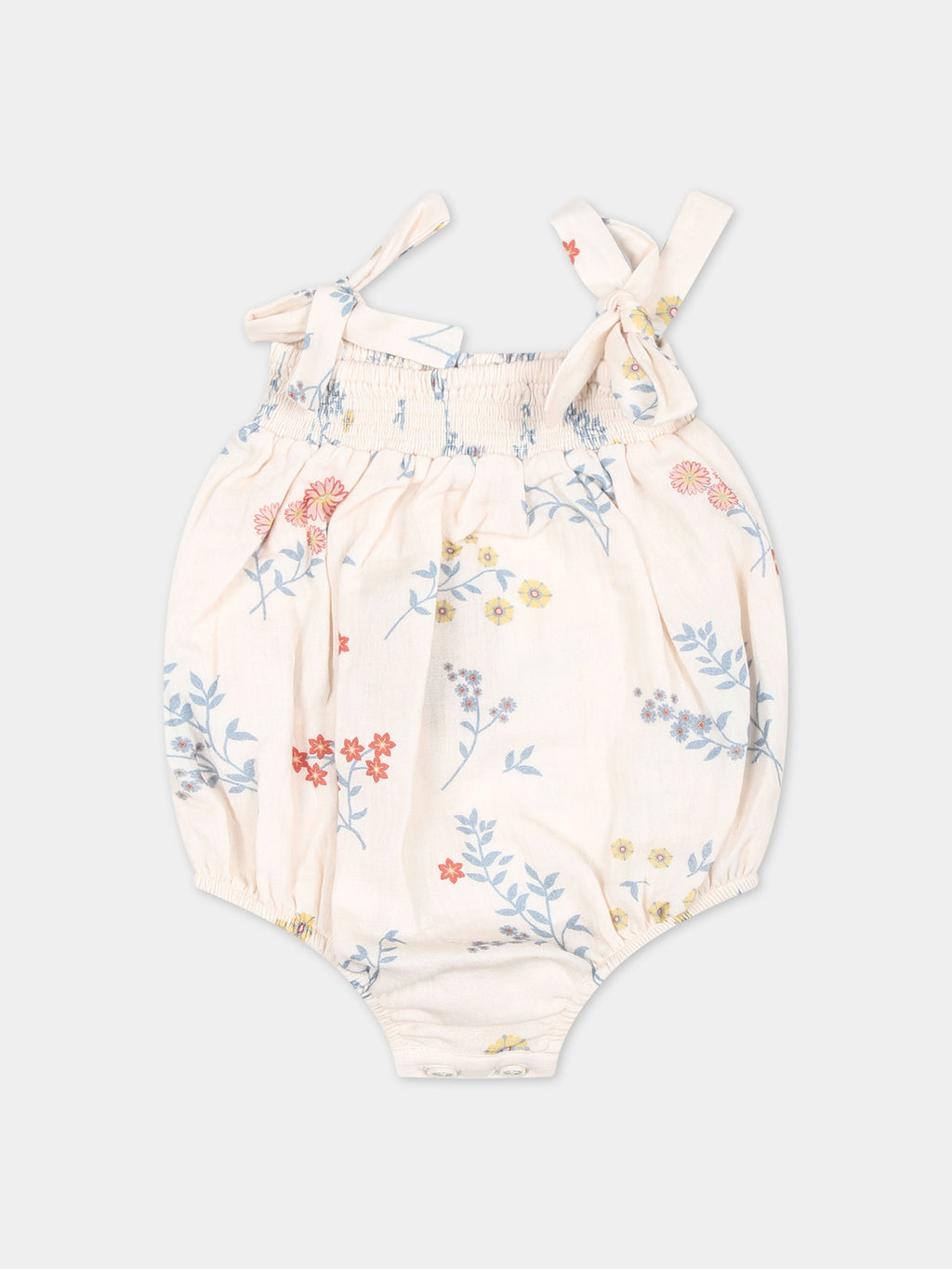 Ivory romper for baby girl with flowers print