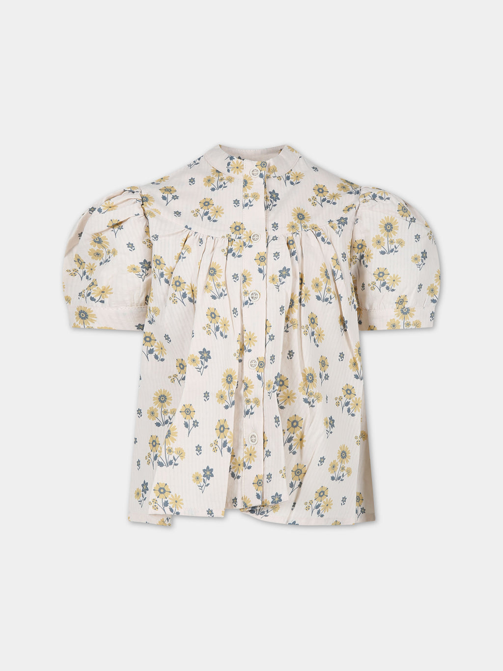 Ivory top for girl with flowers print