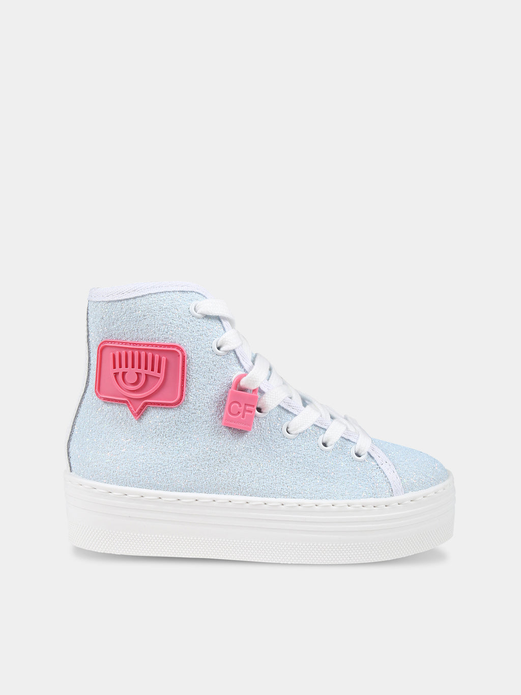 Sneakers celesti per bambina con occhiolino