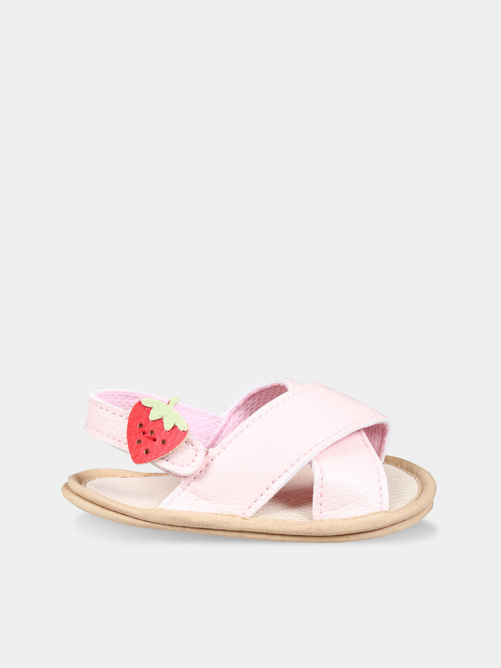 Pink sandals for baby girl with strawberry