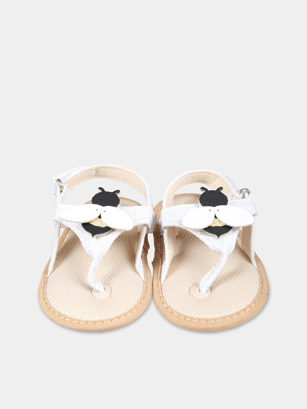 White sandals for baby girl with bees