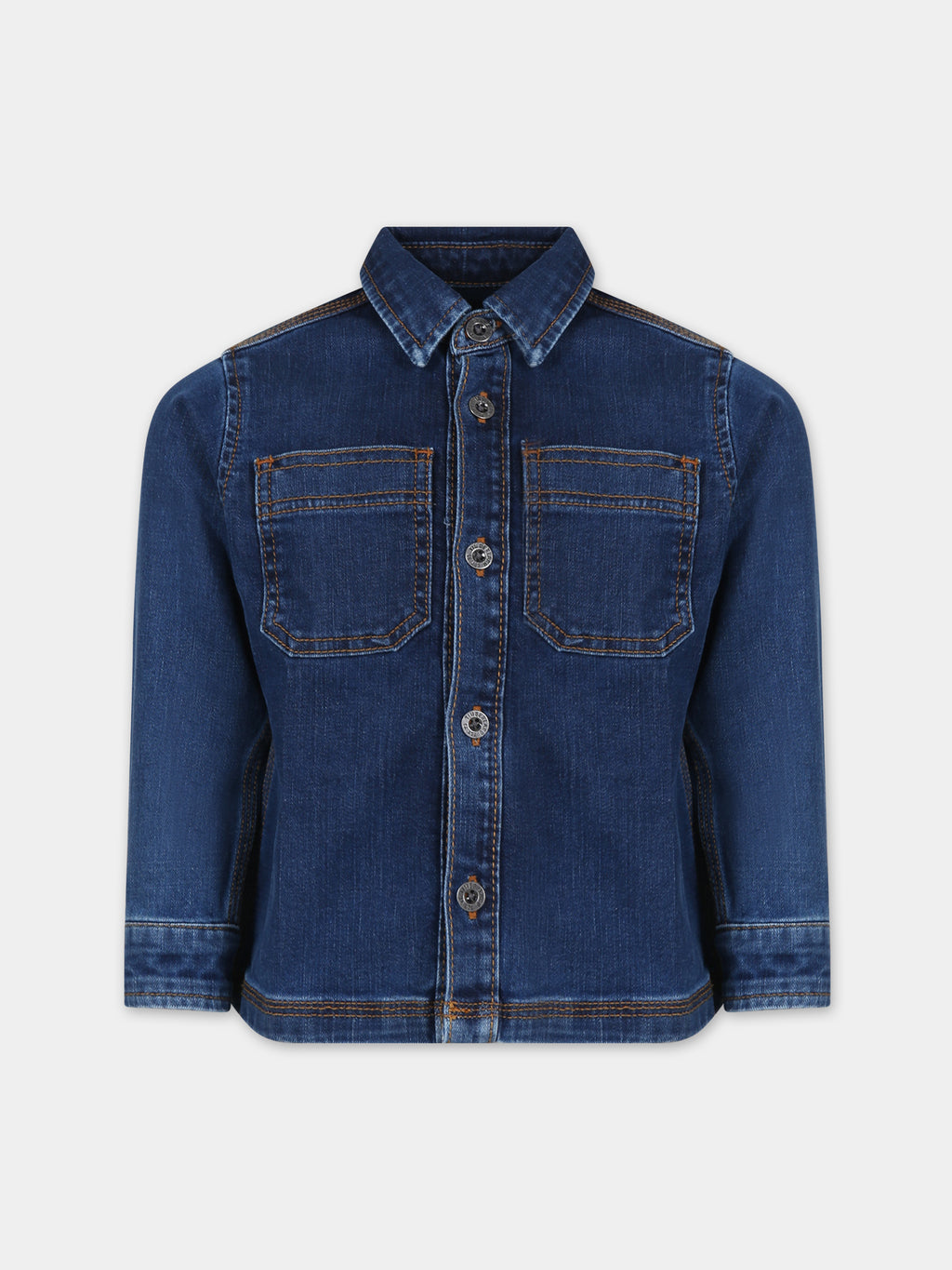 Blue shirt for boy with patch