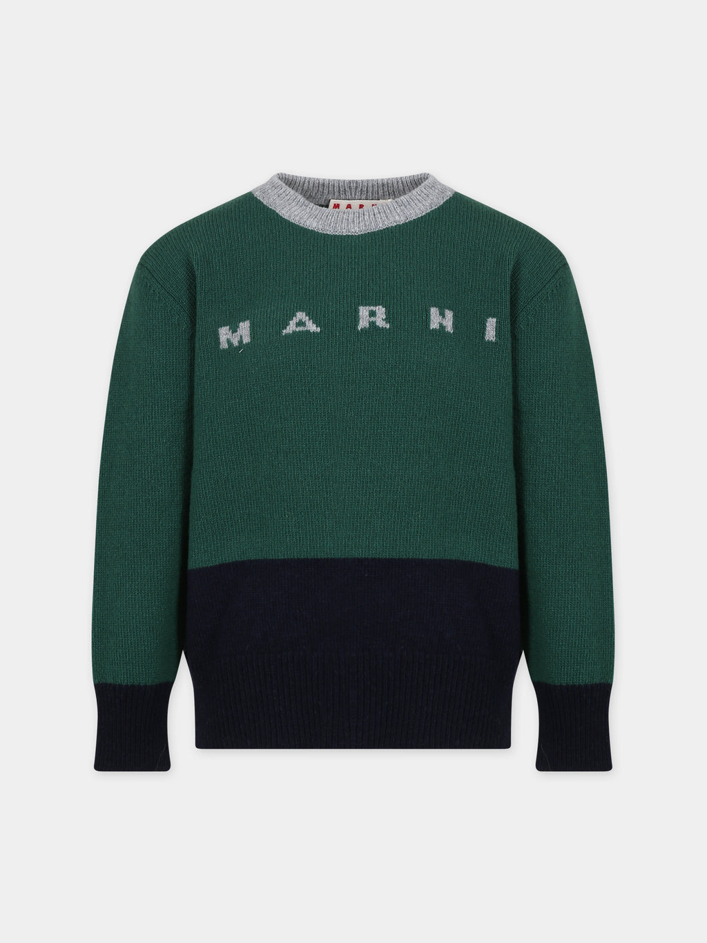 Green sweater for kids with logo