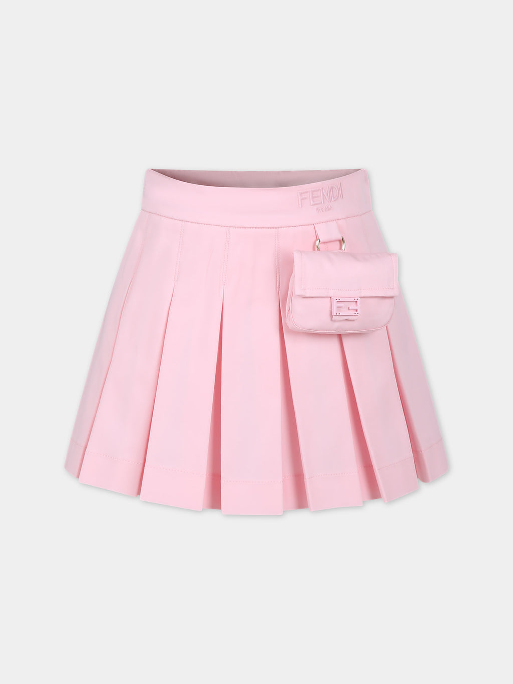 Pink skirt for girl with Fendi logo and baguette