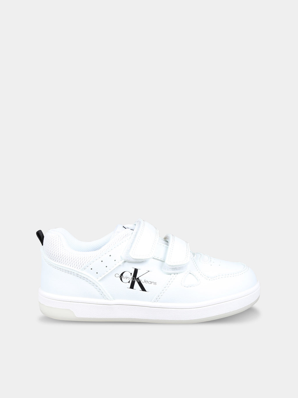 White sneakers for kids with logo