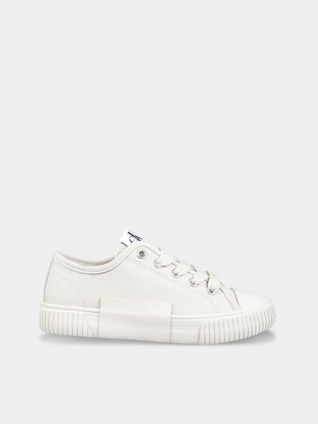 Ivory sneakers for kids with logo