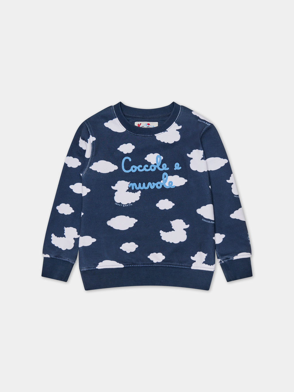 Blue sweatshirt for kids with clouds and ducky clouds