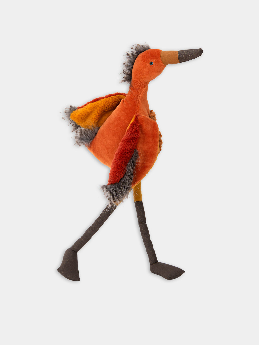 Orange soft toy for kids in the shape of crested lark