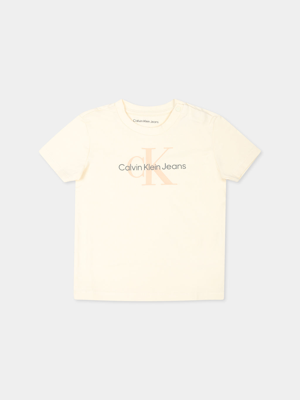 T-shirt beige per neonata con logo