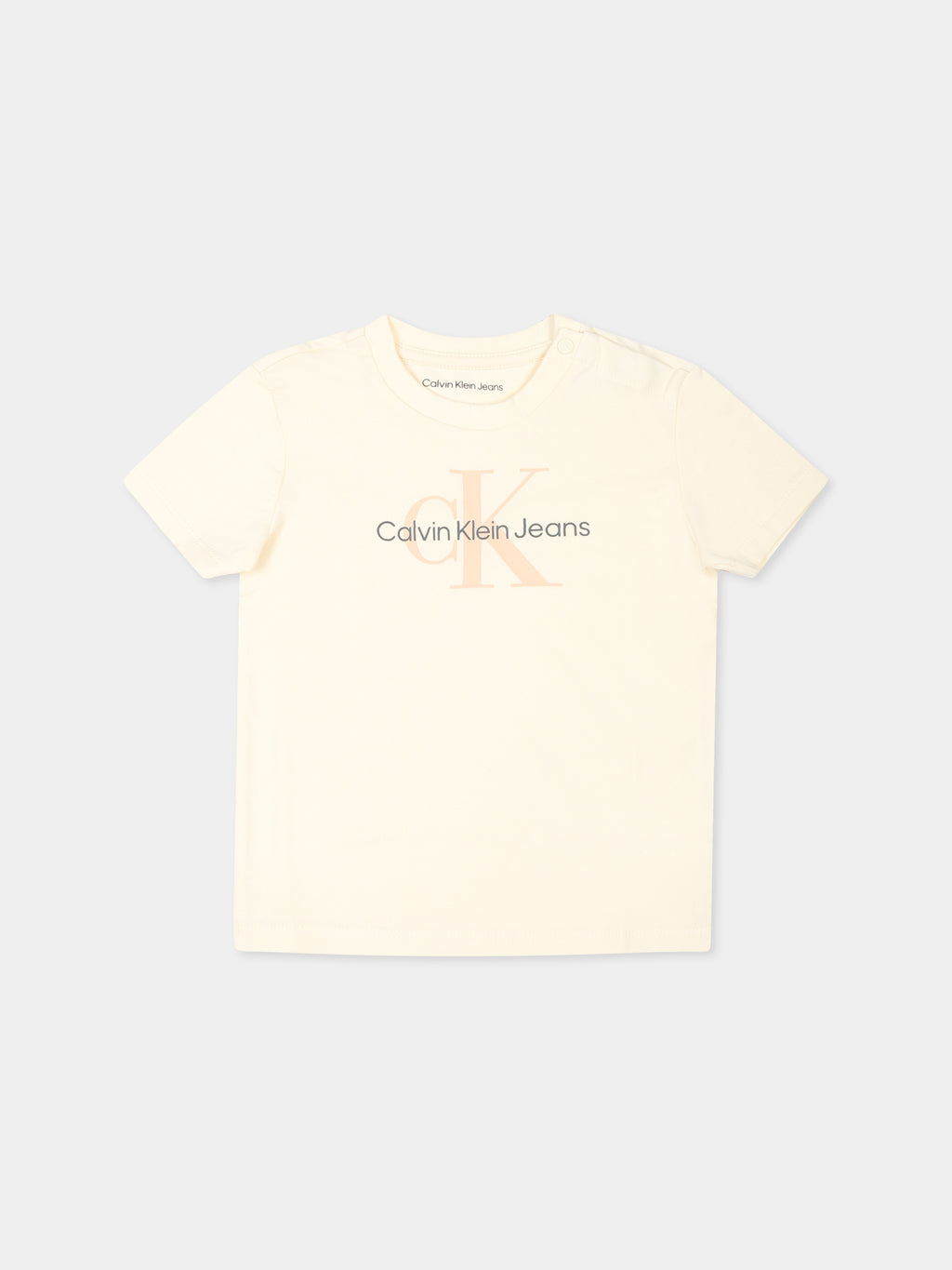 Beige t-shirt for baby girl with logo