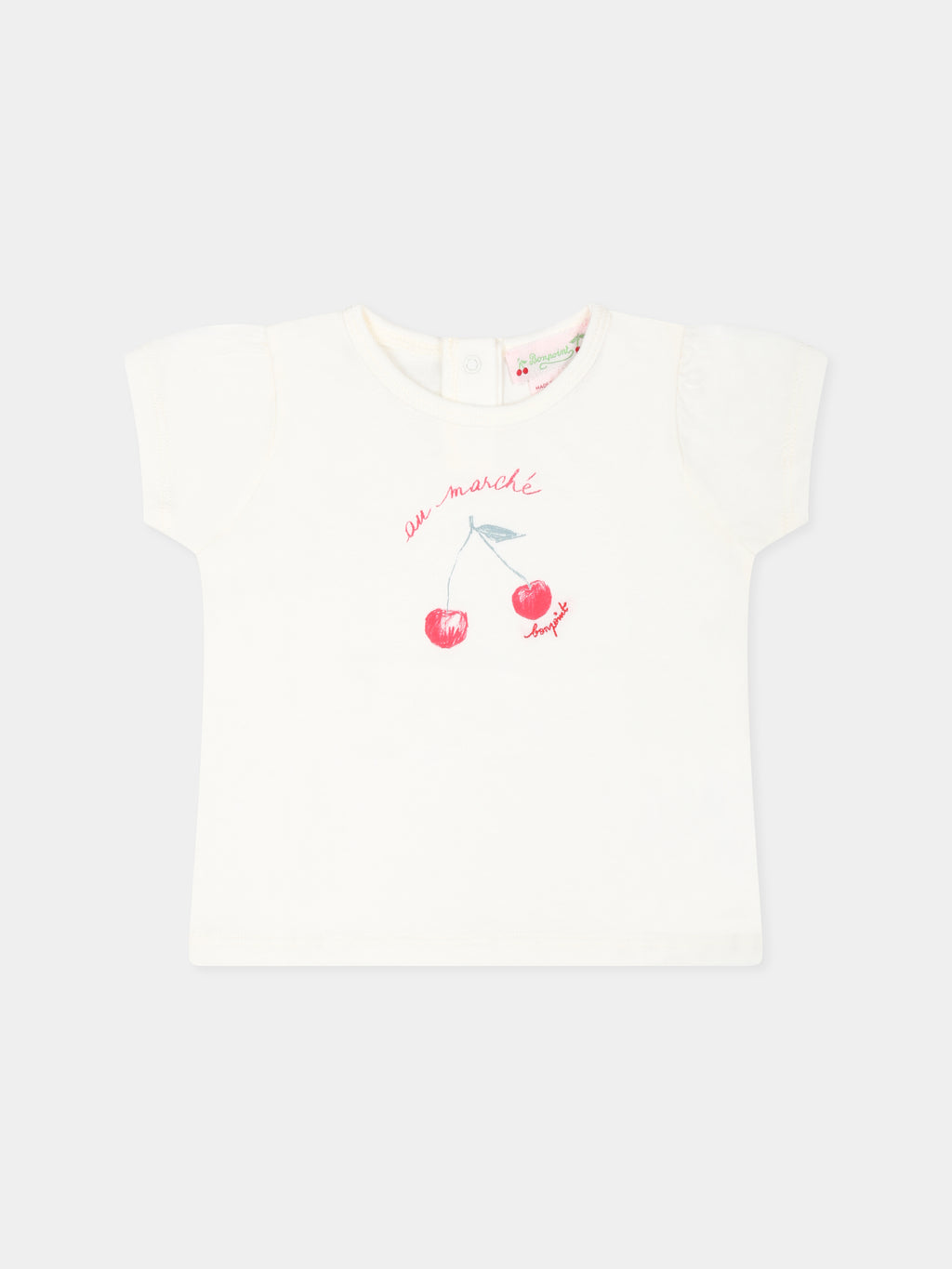 White t-shirt for baby girl with cherries