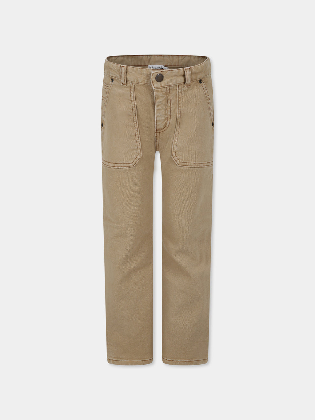 Brown trousers for boy with logo