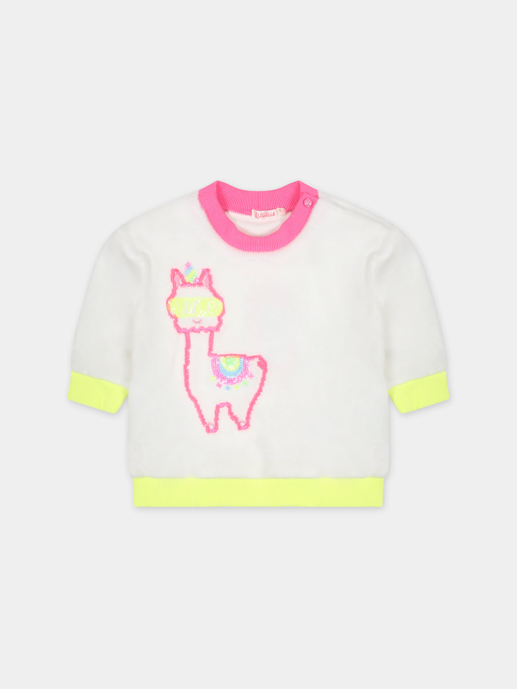 Sweat-shirt bébé fille ivoire avec lama