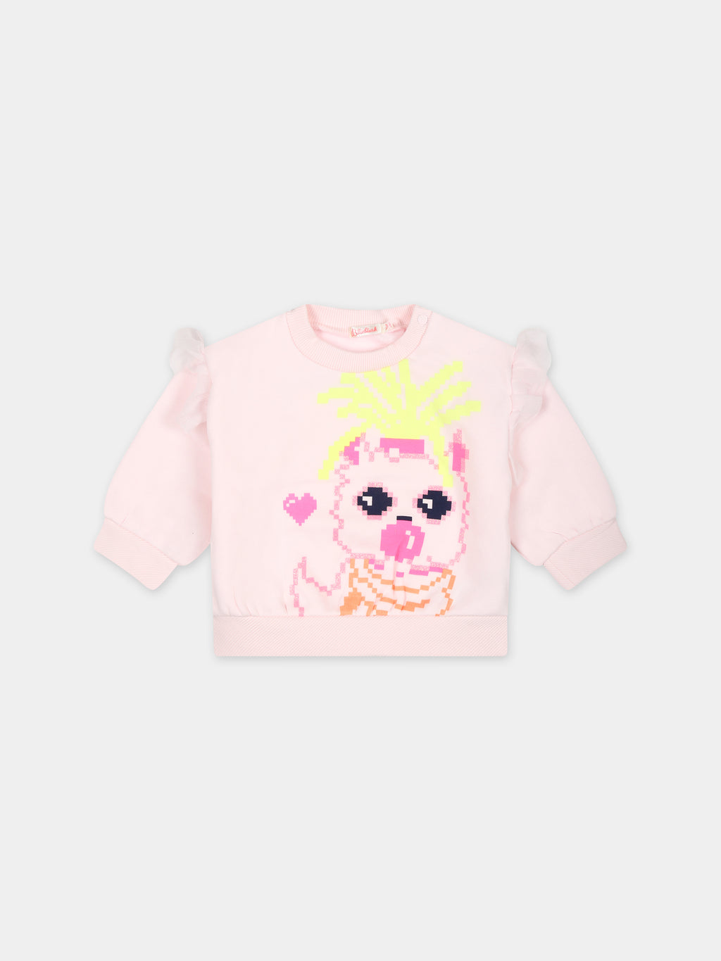 Pink sweatshirt for baby girls with multicolor print