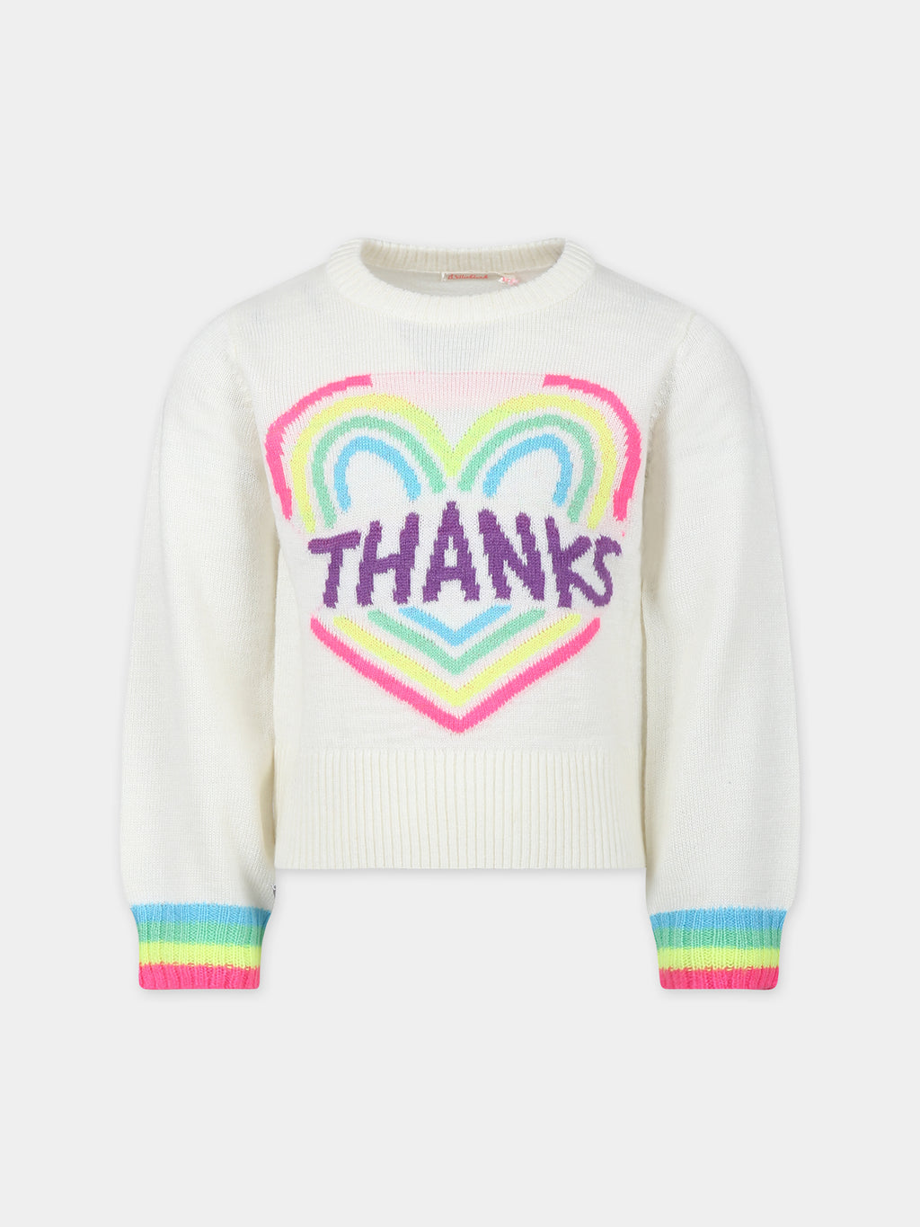 Ivory sweater for girl with heart and writing