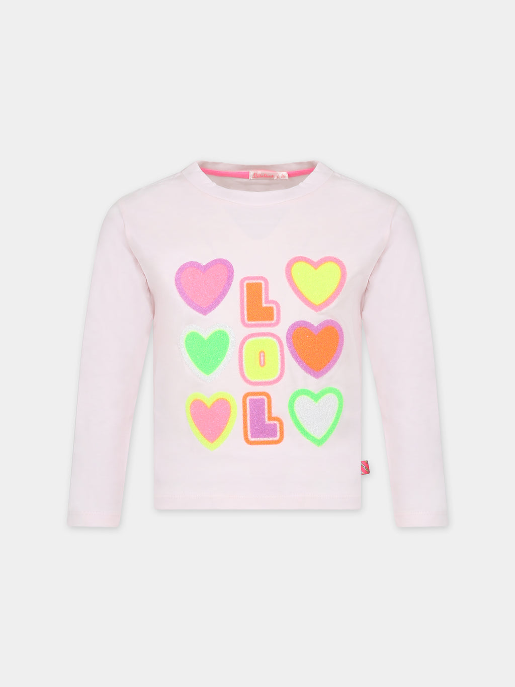 Pink t-shirt for girl with heart and writing