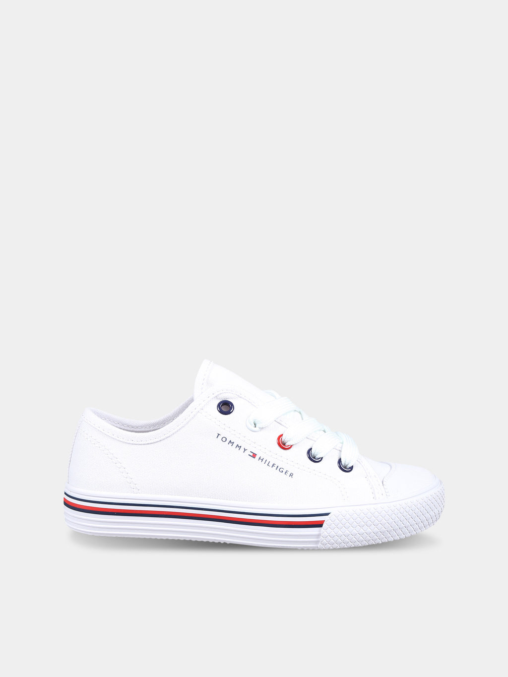 White sneakers for kids with logo