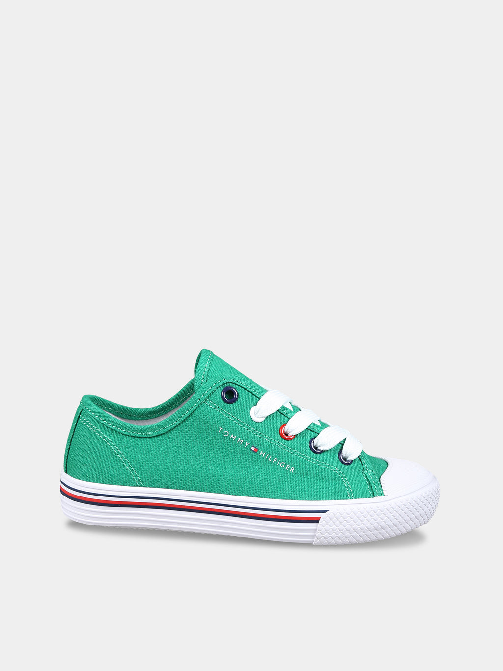 Green sneakers for kids with logo