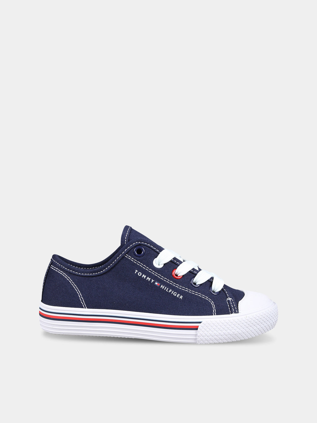 Blue sneakers for kids with logo