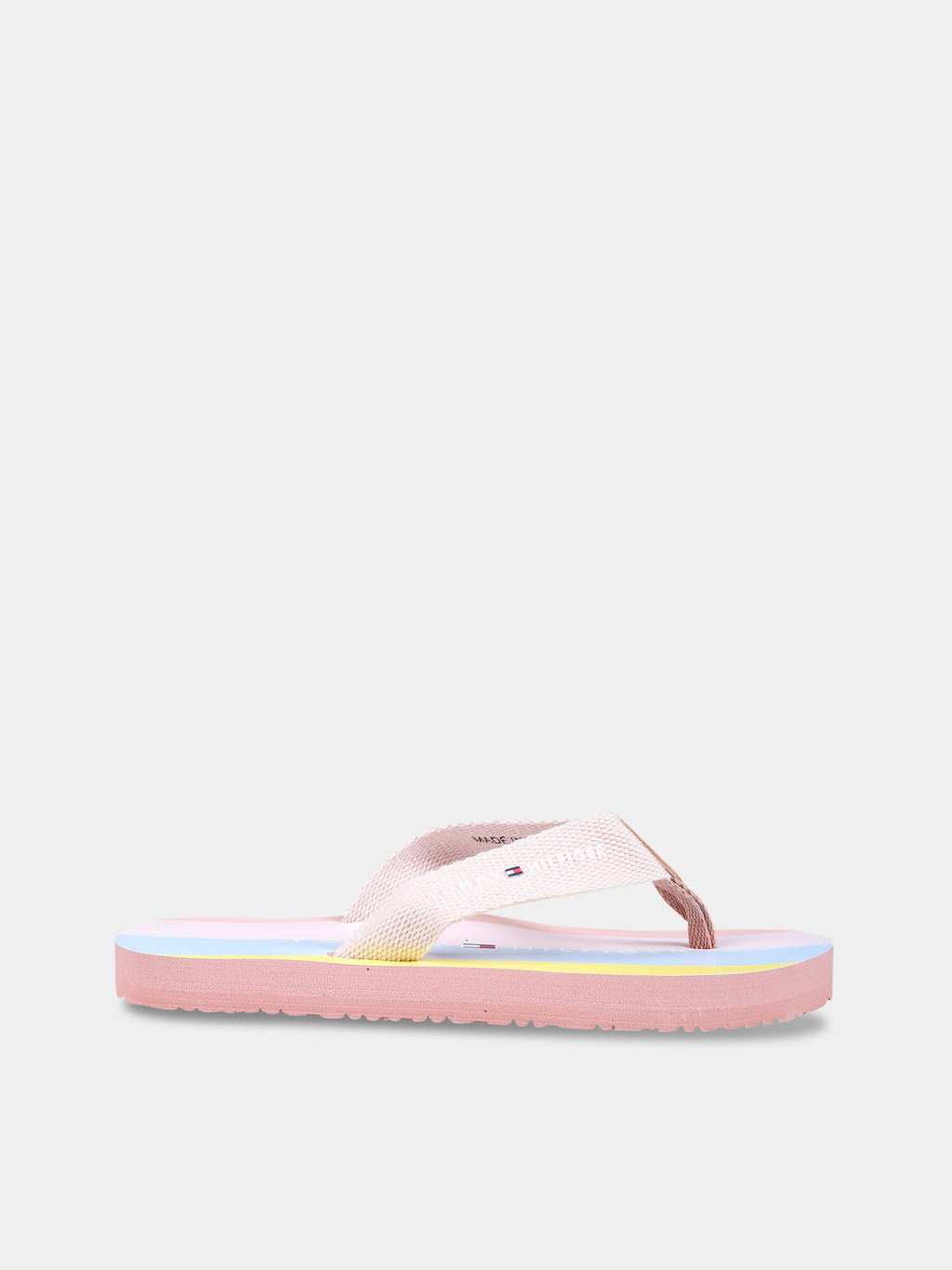 Pink flip flops for girl with logo and flag