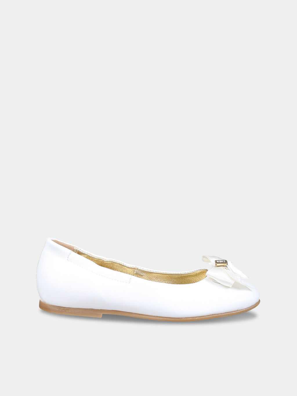 Ballerines blanches pour fille avec flocon et logo