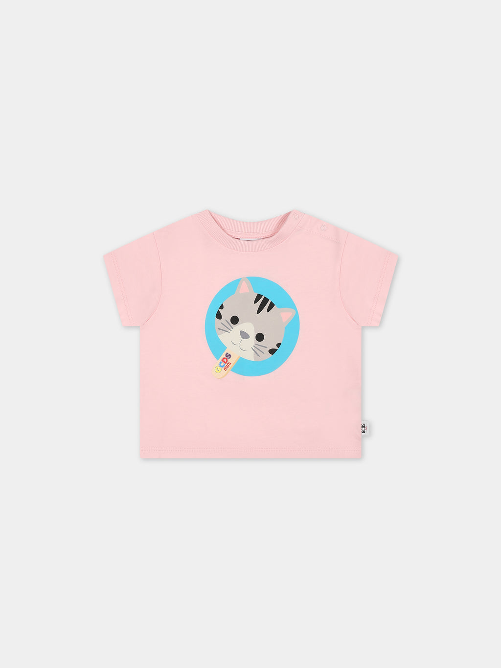 T-shirt rosa per neonata con gattino