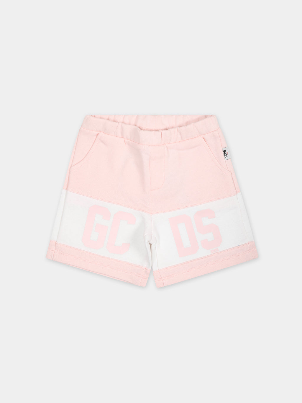 Pink sports shorts for babies with logo