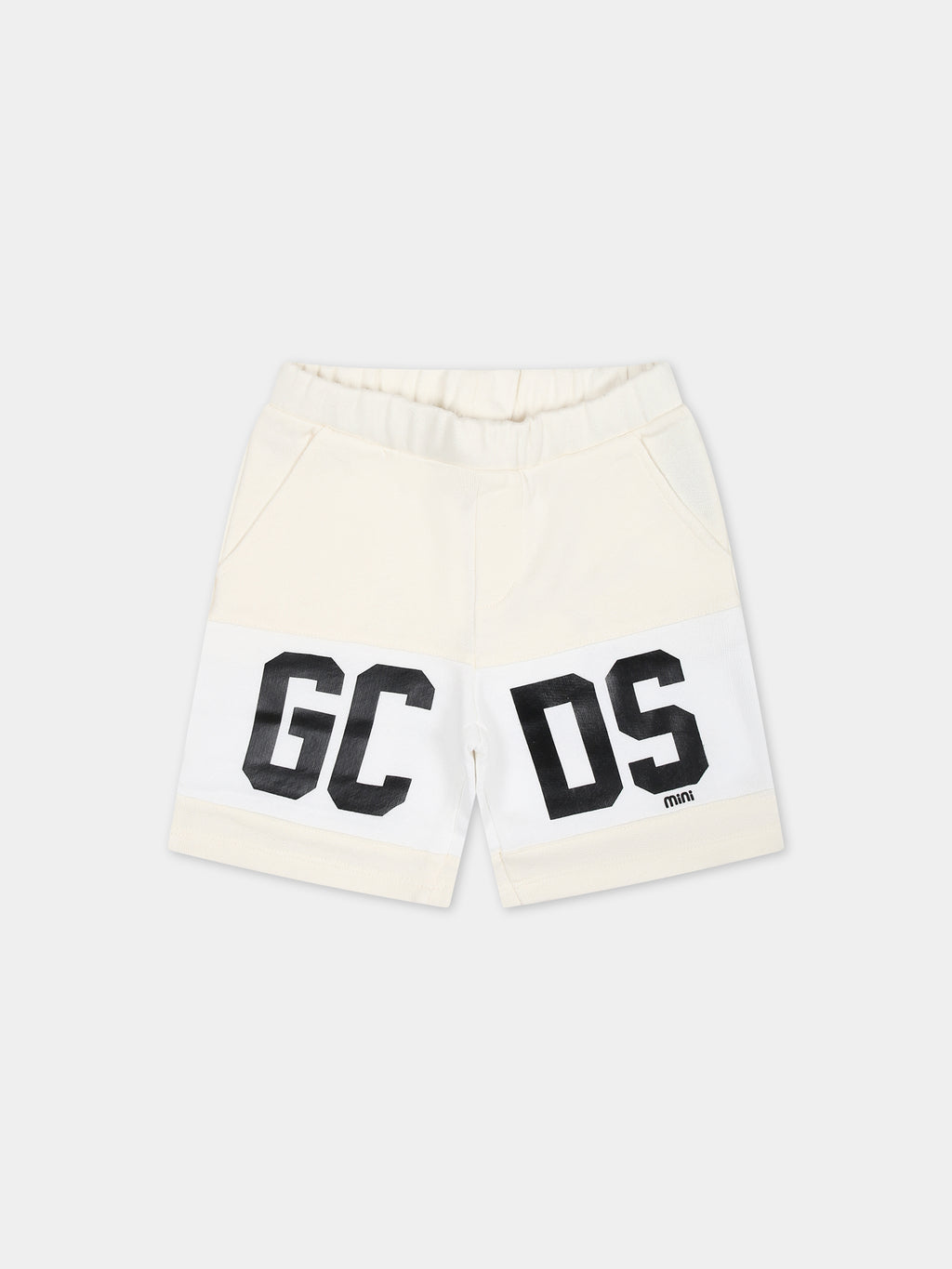 White sports shorts for babies with logo