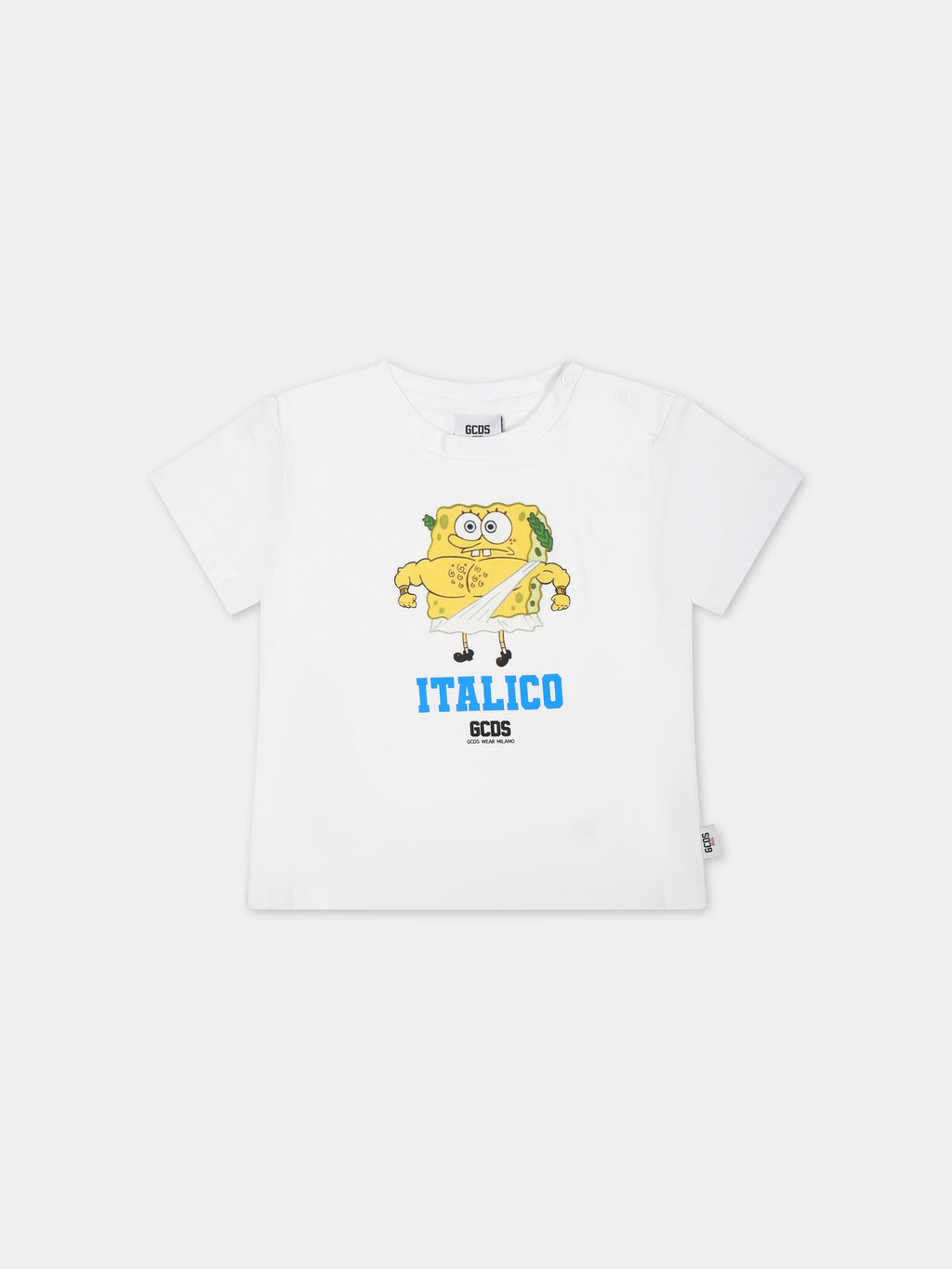 T-shirt blanc pour bébé fille imprimé avec Bob l'éponge