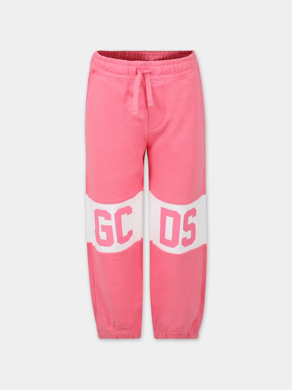 Pink trousers for girl with logo