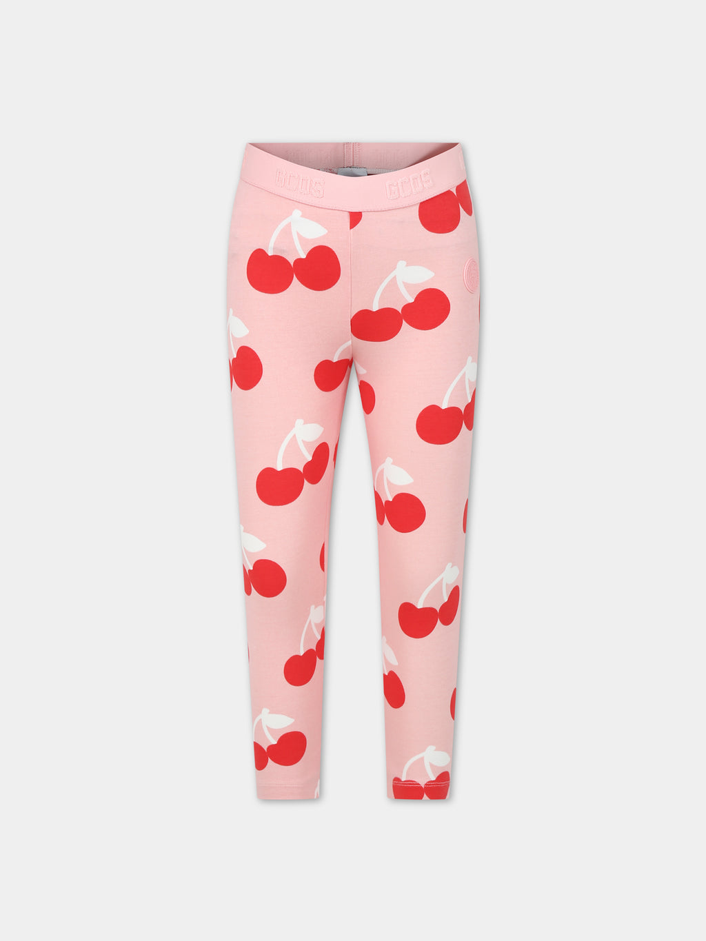 Pink leggings for girl with cherries